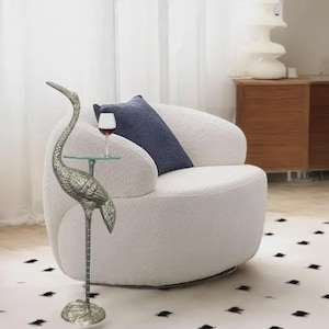 Handmade Cast Aluminum Flamingo Side Table: Silver Drink Table, Tropical Decor