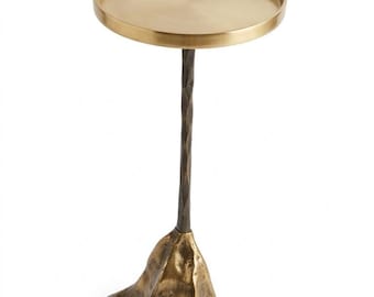 Mesa de cóctel de latón francés hecha a mano / Base de aluminio esculpido