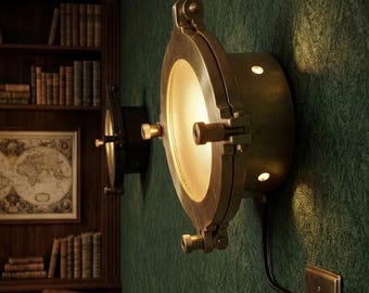 Lámpara de ojo de buey de latón hecha a mano – Lámpara de pared y techo artesanal