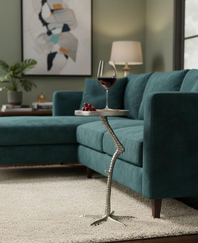 Modern Handmade Side Table | Nickel Finish Metal Drink Table for Home ...