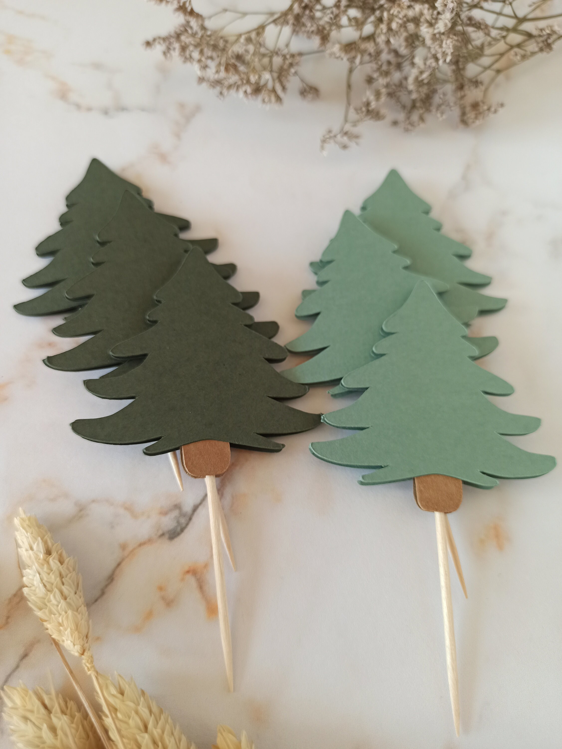 Christmas Tree Cupcake Toppers, Green Tree Cupcake Toppers, Birthday
