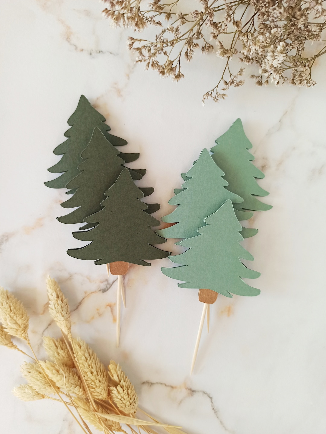 Christmas Tree Cupcake Toppers, Green Tree Cupcake Toppers, Birthday