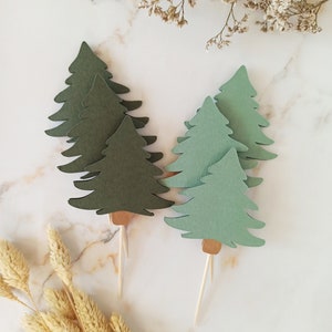 Toppers cupcake per albero di Natale, toppers cupcake per albero verde, decorazione della foresta di compleanno, decorazioni per feste di Natale