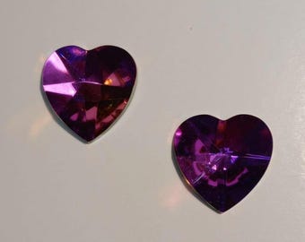 Heart Crystal Cut mm.40 Peacock Glass Crystal COLOR ORNAMENT 108060-40 Type rainbow glass paperweight pawn rare