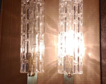 1 sur 3 - Paire d'appliques murales tubulaires Stilnovo Arredoluce Tronchi Lelii Torlasco, blanc transparent