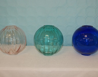 Sphère de Filetage de Remplacement Ø 120 mm en verre soufflé de Murano, coloris Transparent Bleu-Rose-Vert