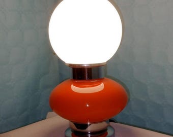 Murano mushroom lamp Type Mazzega Nason era glass made Vintage Design 70s Italian Light abat-jours glass type skittle and metal Chrome