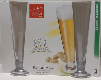 ボルミオリ・ロッコ社製パラディオビールグラス3個セット（容量：28.8～39.5～53.2リットル、イタリア製）