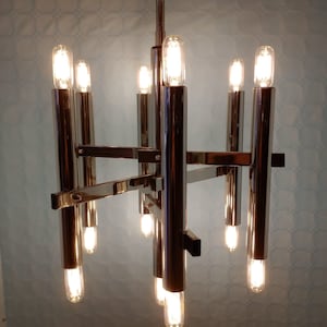 Sciolari ceiling light Chrome 13 lights near mint Made in Italy 1970s