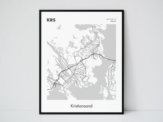 Kristiansand Map Kristiansand Printable Poster - Etsy