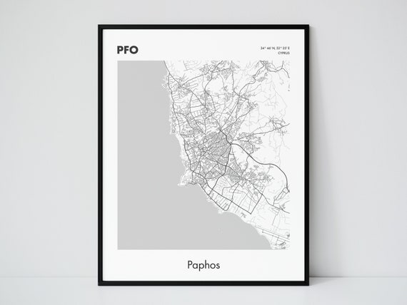 Paphos Map Paphos Printable Poster Paphos City Print - Etsy