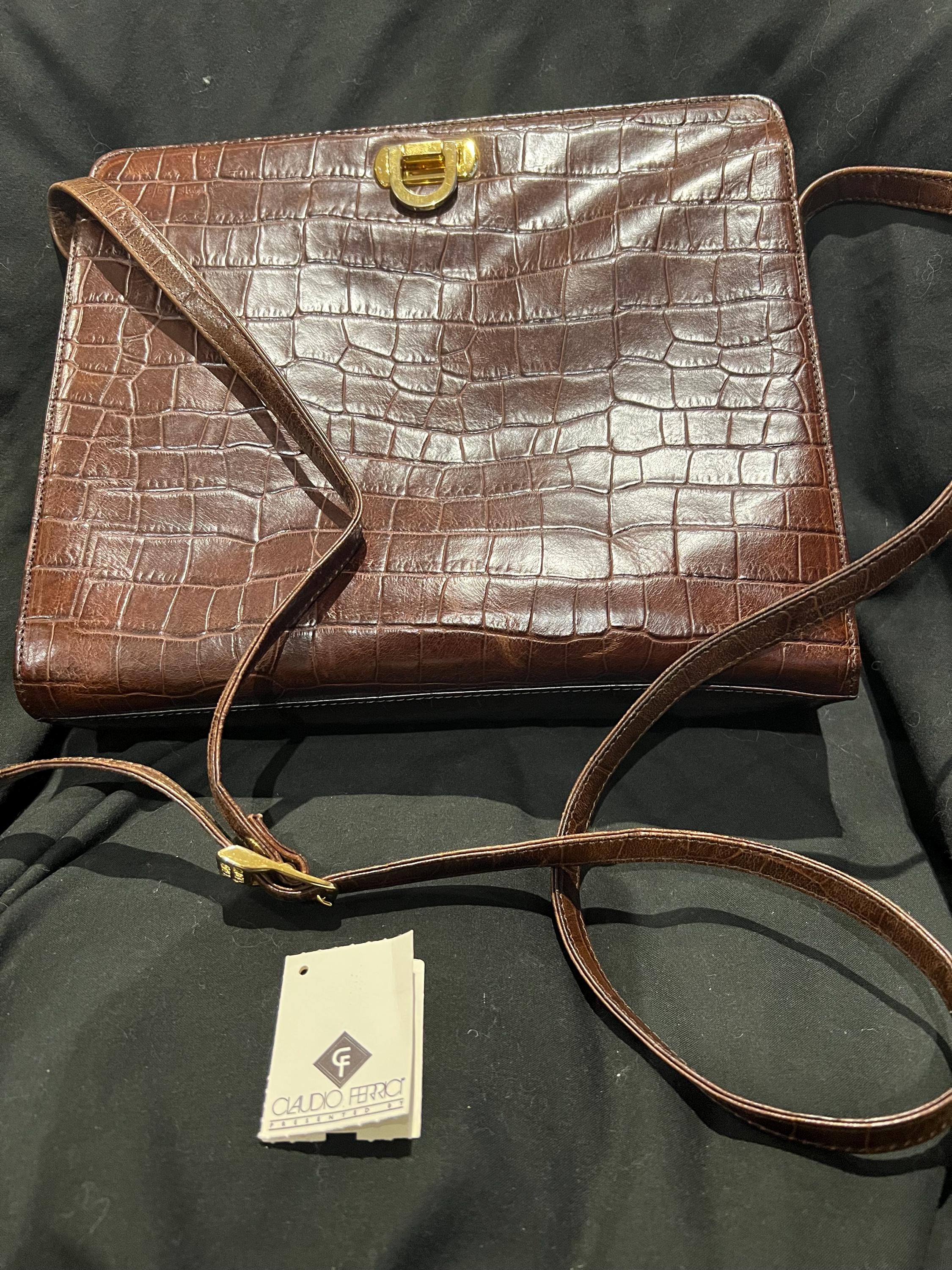 Vintage Claudio Ferrici Brown Leather Shoulder Bag