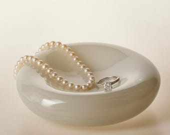 White Onyx Ring Dish | Natural Stone Jewelry Tray