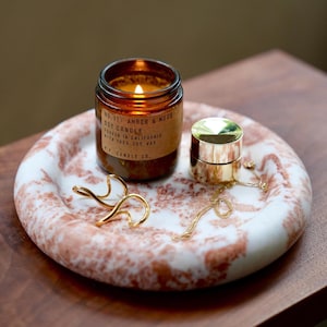 Marble Tray — Natural Stone Catchall Dish, Vanity Jewelry & Crystal Display