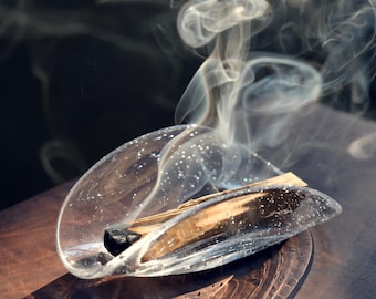 Sculptural Bubble Glass Incense Set | Palo Santo Holder Dish | Minimalist Art Glass | Modern Home Decor Gift