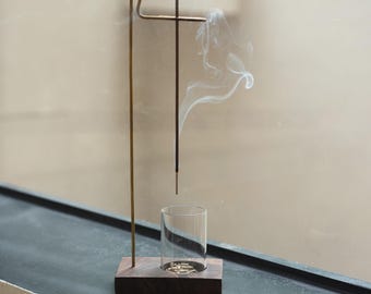 Suspension Incense Holder - Walnut & Brass Ash Catcher