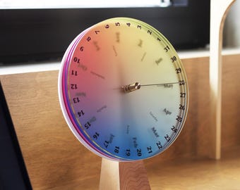 Perpetual Desk Calendar — CMY Color Wheel Interactive Art, Personalized Minimalist Office Gift