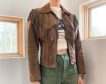Handmade Suede Fringe Western Jacket: Women's Genuine Leather