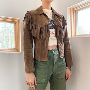 Veste à franges en cuir pur daim pur 100% véritable marron pour femmes, veste à franges de style occidental du Midwest, veste de fête, cadeau pour elle