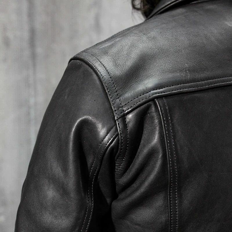 Men's Classic Trucker Jacket Black Western Style Real