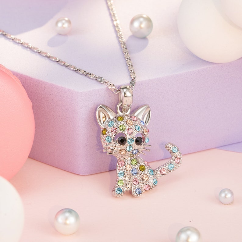 Kitty Cat Pendant Necklace, Jewelry for Girls, Little Girl Gift, Cat