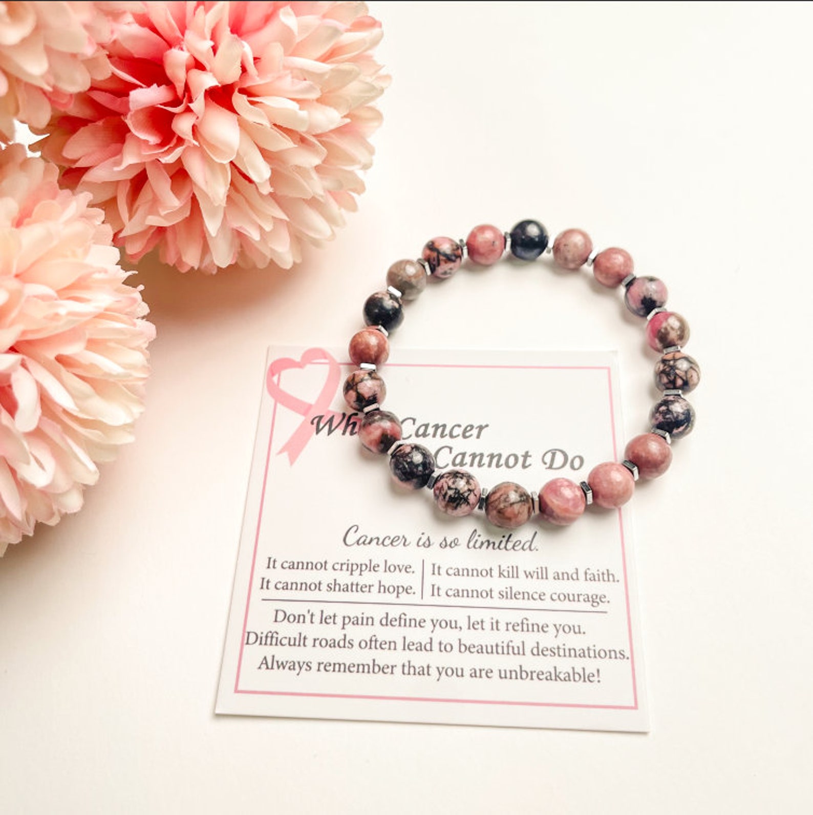 Breast Cancer Gifts for Women Breast Cancer Bead Bracelet Etsy