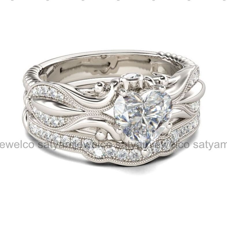 Bridal Ring Sets Diamond Antique Art Deco Bridal Ring Set Etsy