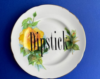 Dipstick Decorative Plate, Funny China, Shelf Styling, Cuss Rude Gift, Gift for Introverts, Gallery Wall, Maximalist Style