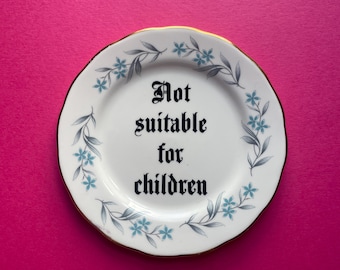 Not Suitable For Children Plate Decorative Quote Funny China Rude Gift For Friend Inappropriate Present Offensive Decor Housewarming Gift