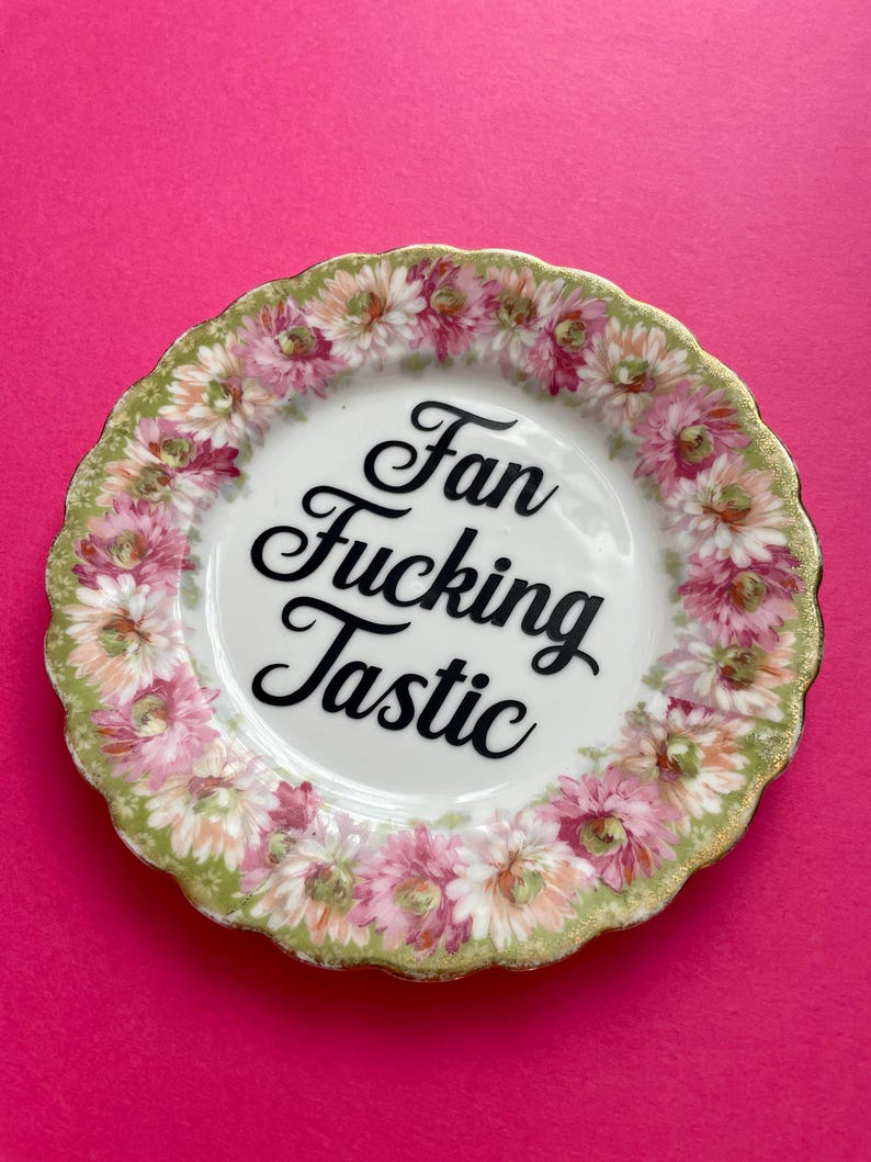 Fan Fucking Tastic Plate, Decorative Quote, Funny China, Rude Gift for