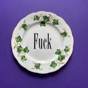 Fuck Plate, Decorative Quote Plate, Funny China, Rude Gift For Friend, Inappropriate Present, Funny Housewarming Present For Friend