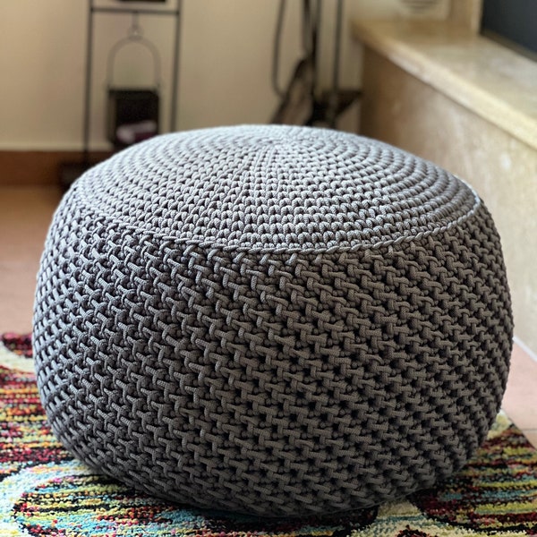 Pouf rond au crochet, repose-pieds ottoman