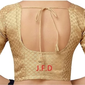 Gold u-neck sleeves saree blouses, readymade saree blouse, without pads blouses , cotton sari blouse