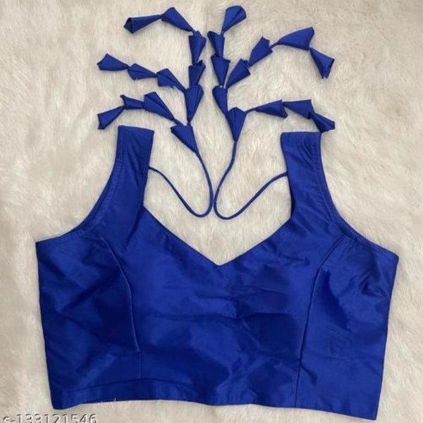 Blue sleeveless saree blouses, readymade saree blouse, with pads blouses , cotton sari blouse