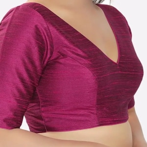Red v-neck sleeves saree blouses, readymade saree blouse, without pads blouses , cotton sari blouse