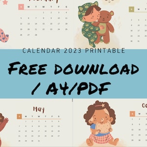 Printable Calendar 2023 Monthly /YEAR/, FREE download / Letter A4 /PDF