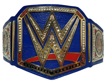 WWE Universal Champion Belt Adult Metal Plated Leather Title Zinc Alloy Blue 