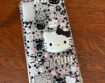 Grunge Kawaii iPhone 16 Plus Case • Black & Silver Resin Charms