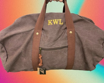 Personalised Vintage Overnight Bag with Personalisation  - Weekend Bag Gift for Men