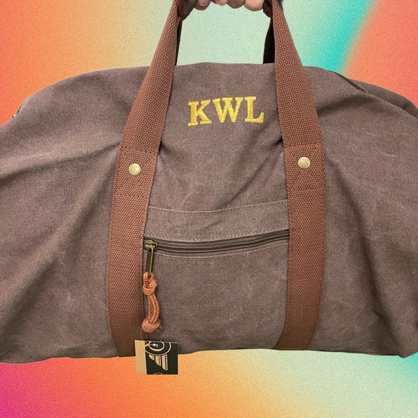 Personalised Vintage Overnight Bag with Personalisation  - Weekend Bag Gift for Men