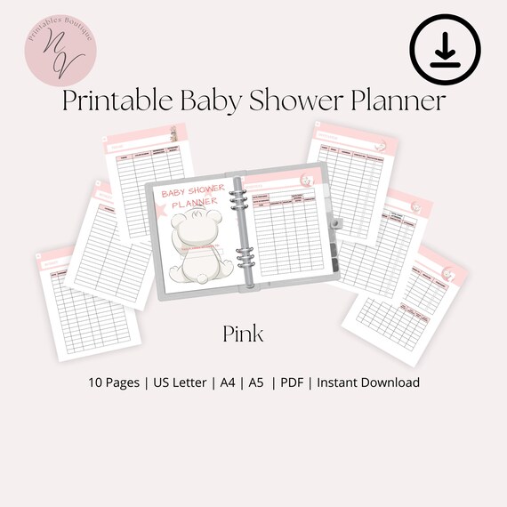 Printable Baby Shower Planner Baby Girl Shower Planner Etsy