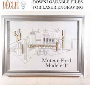 Fichier SVG pour la gravure laser - Blueprint Art Moteur Ford T
