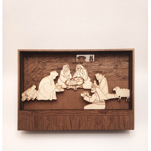 Fichier SVG pour la gravure laser - Crèche de Noël, scène de la Nativité