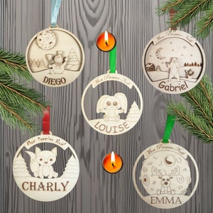 pack de 5 Boules de Noël personnalisable à graver - Fichier SVG pour la gravure laser