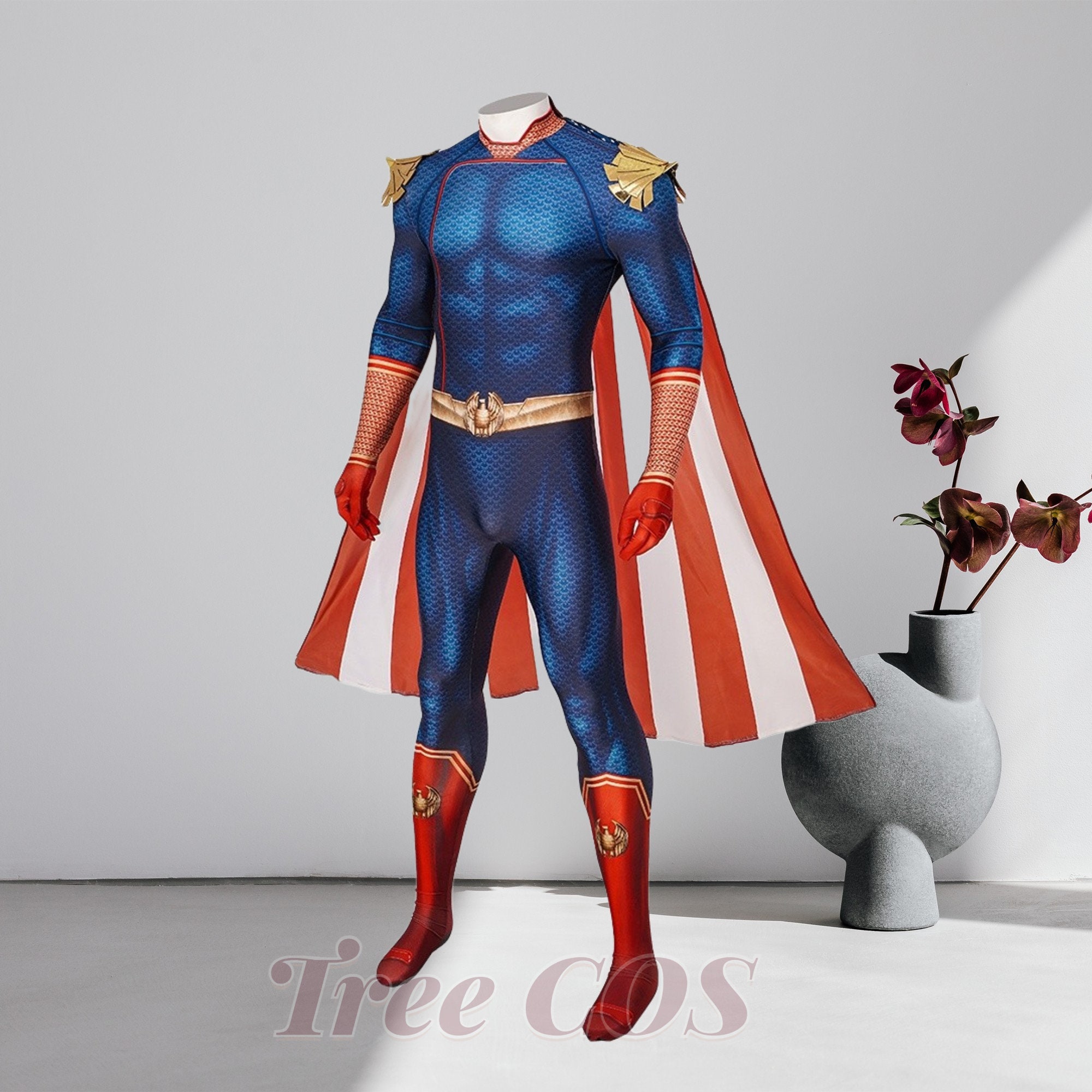 The Boys Homelander Cosplay Costume Cloak Superhero Homelander Jumpsuit Halloween Zentai Suit For Men Custom Made Full Set
