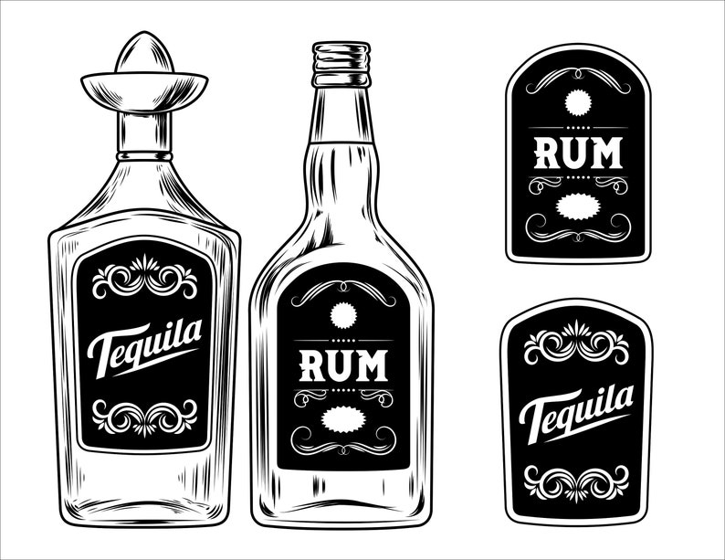 Alcohol Drink Rum Ron Tequila Bottles Custom and Famous Etsy Australia