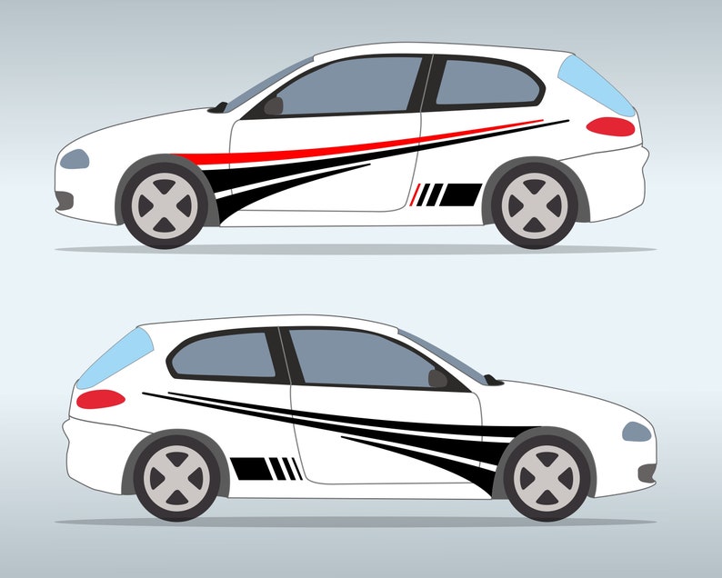 Car Side Door Sticker Stripe SVG Bundle. Universal Set for Print or Cut