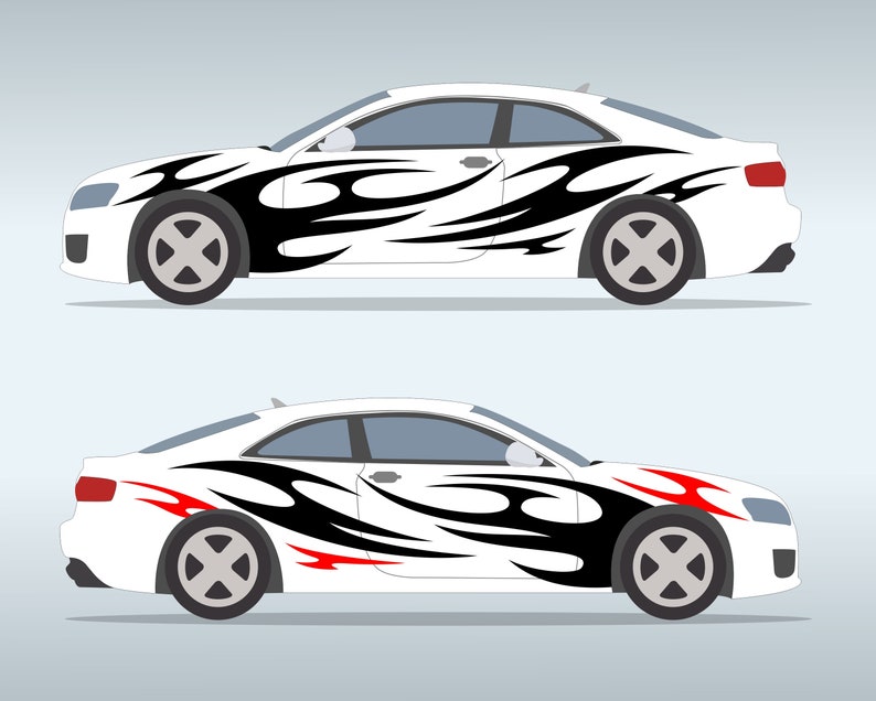 Car Side Door Sticker Stripe SVG Bundle. Universal Set for Print or Cut