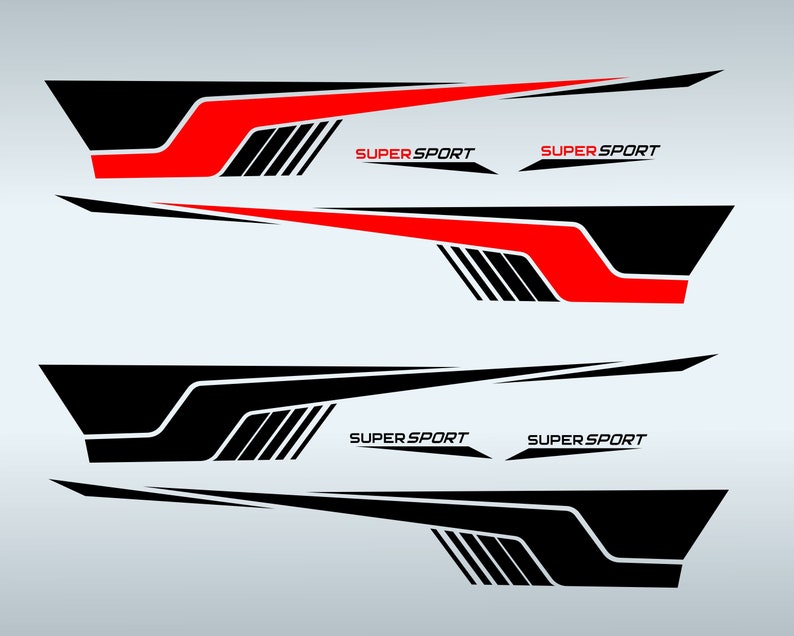 Car Side Door Sticker Stripe SVG Bundle. Universal Set for Print or Cut