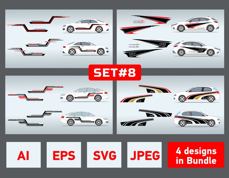 Car Side Door Sticker Stripe SVG Bundle. Universal Set for Etsy